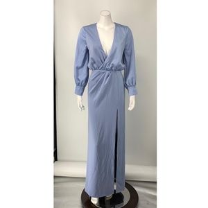 .NEW NBD Baby Blue Maxi Gown Long Sleeve Dress 032